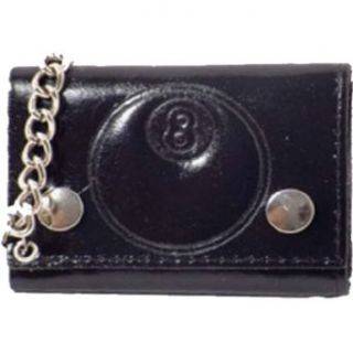 100% Leather Tri fold Chain Wallet Black #946 21 at  Mens Clothing store