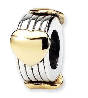 Plated 14k Gold Hearts 925 Sterling Silver Charm Bead Jewelry