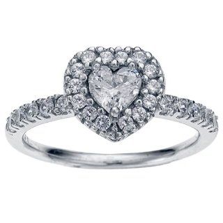 Size 8 Modern Cubic Zirconia Heart .925 Sterling Silver Women's Ring: Jewelry