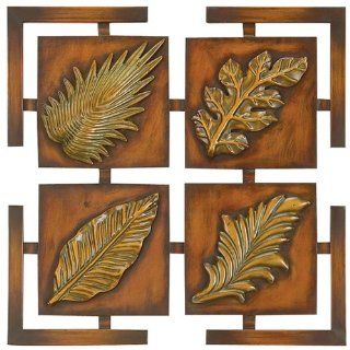 Decorative Deluxe 16" Square Metal Leaves Wall Art Decor   Wall Sculptures