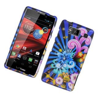 Motorola Droid RAZR MAXX HD XT926 Blue Pink Flower Burst Glossy Cover Case: Cell Phones & Accessories