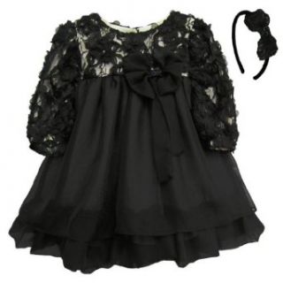 Isobella & Chloe Black Audrey Dress and Matching Headband. Black. Size 4T.: Playwear Dresses: Clothing