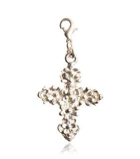 emma+match, embellished silver cross with snap link hooks to be used as chain  or key ring pendant: Locket Necklaces: Jewelry