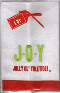 Mud Pie J.O.Y. "Yuletide" Holiday/ Christmas Linen Towel   Hand Towels