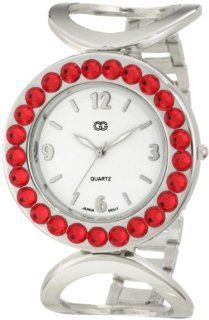 Golden Classic Women's 943_Red Spotlight Oversized Rhinestone Encrusted Watch: Watches