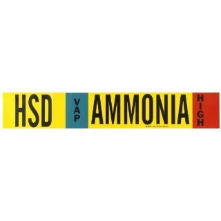 Brady 90447 Ammonia (IIAR) Pipe Markers, B 946, 4" Height X 24" Width, Black, Sky Blue, Red On Yellow Pressure Sensitive Vinyl, Legend "HSD   Ammonia": Industrial Pipe Markers: Industrial & Scientific