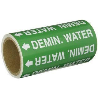 Brady 108880 Roll Form Pipe Marker, B 946, 8" X 30', White On Green Pressure Sensitive Vinyl, Legend "Demin. Water": Industrial Pipe Markers: Industrial & Scientific