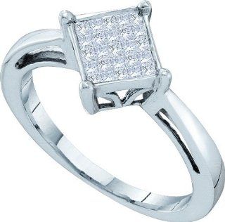 Wedding Ring Sets 0.25CTW DIAMOND LADIES INVISIBLE RING 14KT White Gold: Jewelry