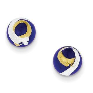 Sterling Silver Blue, Gold & Silver Color Italian Murano Earrings, Best Quality Free Gift Box Satisfaction Guaranteed Jewelry