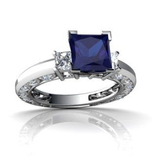Lab Sapphire 14kt White Gold engagement Ring: Jewelry