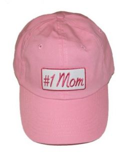 #1 Mom   Embroidered Patch Style Baseball/Golf Cap Hat   Pink: Novelty Baseball Caps: Clothing