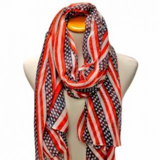 Luxury Divas Red White Blue Stars & Stripes Patriotic Flag Scarf Wrap at  Womens Clothing store