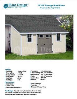 10' x 16' Deluxe Back Yard Storage Shed Project Plan, Lean To / Slant Roof Style Design # D1016L   Woodworking Project Plans  