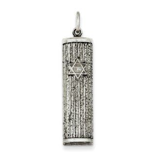 Sterling Silver Antiqued Mezuzah Pendant, Best Quality Free Gift Box Satisfaction Guaranteed: Pendant Necklaces: Jewelry