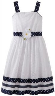 Sweet Heart Rose Girls 7 16 Plus Size Eyelet Daisy Dress, White/Blue, 14.5: Special Occasion Dresses: Clothing