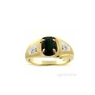 Mens Gold Ring Diamond Sapphire (September Birthstone) 14K Gold: Right Hand Rings: Jewelry