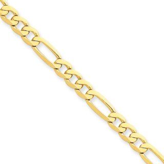 4.7mm, 14 Karat Yellow Gold, Flat Figaro Chain   8 inch: Jewelry