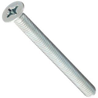 Steel Machine Screw, Zinc Plated Finish, Flat Head, Phillips Drive, Meets DIN 965, 14mm Length, Fully Threaded, M4 0.7 Metric Coarse Threads (Pack of 100): Industrial & Scientific