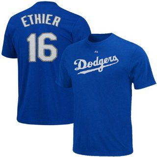Los Angeles Dodgers Andre Ethier Fashion Name & Number T Shirt (Blue) M: Clothing