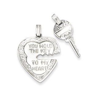 Heart and Key Charms  Sterling Silver Heart and Key Charms Jewelry