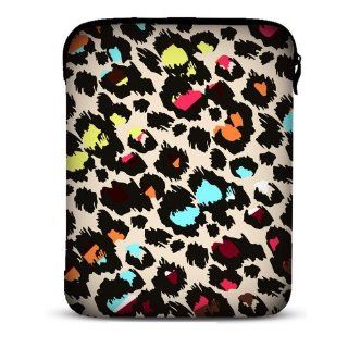 NEW colorful Leopard Soft Neoprene 9.7" 10" inch Netbook Laptop Sleeve Slip Case Pouch Bag with strap fit for Apple iPad 2/ iPad 3 / the New ipad 4 / Kindle DX/HP TouchPad/Sony Tablet S S1/10.1" Samsung Galaxy Tab/Le Pan TC 970/Coby Kyros MI