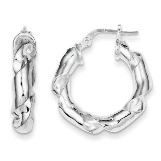 Sterling Silver Polished Twisted Hoop Earrings, Best Quality Free Gift Box Satisfaction Guaranteed: Jewelry
