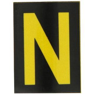 Brady 5890 N Bradylite 1 7/8" Height, 1 3/8 Width, B 997 Engineering Grade Bradylite Reflective Sheeting, Yellow On Black Reflective Letter, Legend "N" (Pack Of 25) Industrial Warning Signs