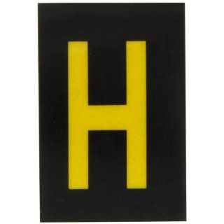 Brady 5905 H Bradylite 1 1/2" Height, 1 Width, B 997 Engineering Grade Bradylite Reflective Sheeting, Yellow On Black Reflective Letter, Legend "H" (Pack Of 25) Industrial Warning Signs