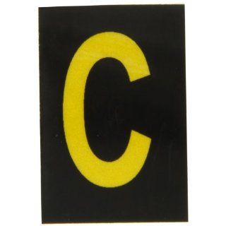 Brady 5905 C Bradylite 1 1/2" Height, 1 Width, B 997 Engineering Grade Bradylite Reflective Sheeting, Yellow On Black Reflective Letter, Legend "C" (Pack Of 25) Industrial Warning Signs
