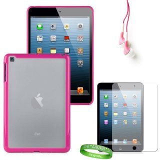 Pink Tear Proof TPU Skins for All Models of the Apple iPad Mini 7.9 Inch Tablet (MD528LL/A, Wifi, Wifi + Cellular, 16Gb, 32GB, 64 GB, Black, White, A5, AT&T, Sprint, Verizon Wireless) + iPad Mini Compatible Earbud Earphones + iPad Mini Anti Glare Scree