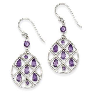 Sterling Silver Amethyst Teardrop Dangle Earrings, Best Quality Free Gift Box Satisfaction Guaranteed: Jewelry