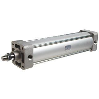 SMC NCDA1B250 1000 Aluminum Air Cylinder, Tie Rod, Double Acting, Basic Style Mounting, Switch Ready, Air Cushion, 2 1/2" Bore OD, 10" Stroke, 5/8" Rod OD, 3/8" NPT: Industrial Air Cylinders: Industrial & Scientific