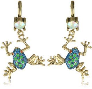 Betsey Johnson "Rio" Frog Drop Earrings: Jewelry