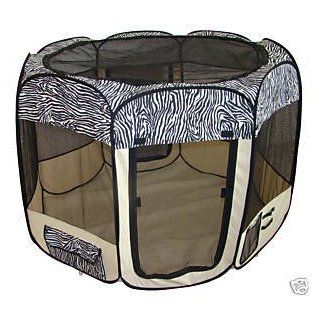 Pet Travel, Indoor or Outdoor Pet Dog Cat Play Yard / Tent *Zebra* *Large*   Outdoor Pet Pens