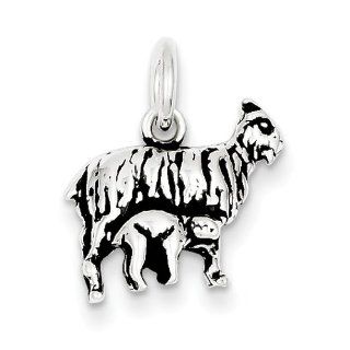 Sterling Silver Antiqued Goat Charm, Best Quality Free Gift Box Satisfaction Guaranteed Jewelry