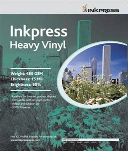 Inkpress Signage Media, Heavy Weight 15mil Vinyl Scrim Banner Material, 17" x 16' Roll for Indoor / Outdoor Use  Inkjet Printer Paper  Electronics