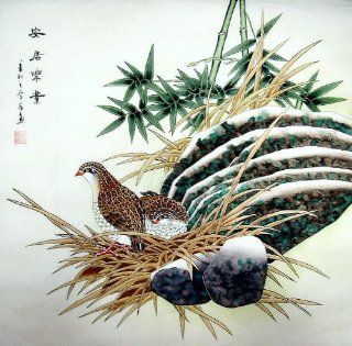 Birds   Original Chinese Ink/Brush Artwork   Traditional Oriental Watercolor Painting   Asian Fine Art  