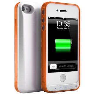 uNu DX Lite iPhone 4S Battery Case / iPhone 4 Battery Case   White / Crystal Orange (MFI Certified, Stylish Bumper Style Case with 1500mAh Built in Battery Fits All models of Apple iPhone 4S and iPhone 4) Cell Phones & Accessories