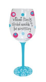 Without Family Alcohol Wouldn't Be Necessary, Handpainted Wine Glass 12 oz, Glass, 3.5x9 Inches Cypress Home Without Family Alcohol Wouldn T Be Necessary Handpainted Wine Glass Kitchen & Dining