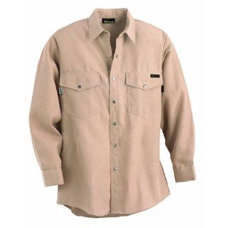 Workrite 228ID95KHLG 0L Flame Resistant 9.5 oz Indura Long Sleeve Western Style Shirt, Snap Cuff, Large, Long Length, Khaki: Protective Work And Lab Clothing: Industrial & Scientific