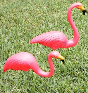 Tropix Set of 2 Plastic Lawn Flamingos No Sz Pink  Pink Flamingos  Patio, Lawn & Garden