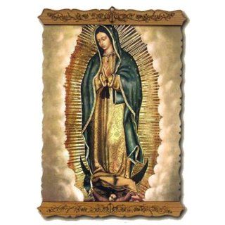 Our Lady of Guadalupe Illustrated Scroll Style Wall Plaque   8"x10"   Italian Design   Free Medal Incl.   Decorative Hanging Ornaments