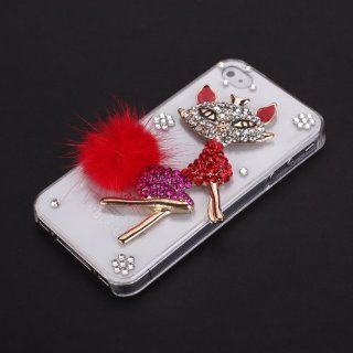 Bling Fox Rhinestone Clear Hard Plastic Case Cover for Apple iPhone 4S 4G   Worldwide: Cell Phones & Accessories