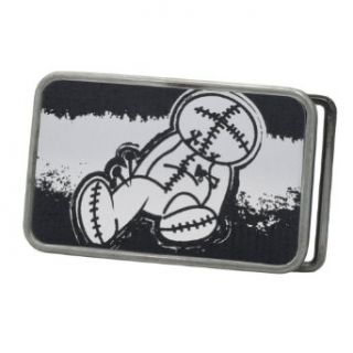 The Voodoo Doll Stylized Voo Doo Brushed Aluminum Belt Buckle ANTIQUE SILVER: Clothing