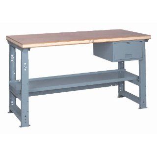 Lyon PP2403AS Steel Top Adjustable Slide Bolt Legs Work Bench with Stringer, Perfect Fit Drawer and Shelf, 72" Width x 28" Depth x 37" Height, Putty: Workbenches: Industrial & Scientific