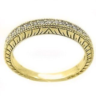 14k Yellow Gold Brilliant Round Antique/Vintage Diamond Wedding Band .33 Carats: TheJewelryMaster: Jewelry