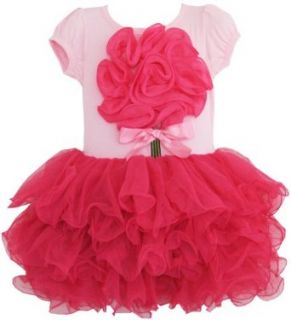Girls Dress Tutu Tull Hot Pink Dancing Party Kids Clothes Size 3 7: Clothing
