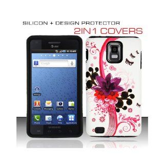 White Pink Flower Hard Soft Gel Dual Layer Flower Cover Case for Samsung Infuse 4G SGH I997 Cell Phones & Accessories