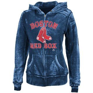 MLB Boston Red Sox Women's Push The Limits Full Zip Hooded Fleece Jacket, Washed Navy Heather, Small : Sports Fan Sweatshirts : Sports & Outdoors