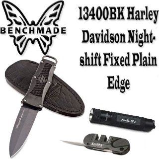 Harley Davidson Nightshift Fixed Knife 13400BK With PP1 Pocket Pal Sharpener and Fenix E01 LED Flashlight Bundle : Hunting Knives : Sports & Outdoors